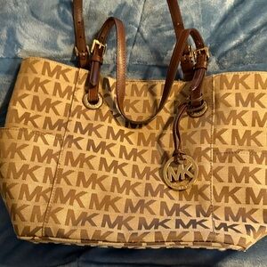 Michael Kors Tan and Brown Logo Tote